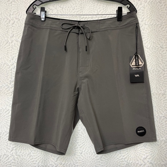 RVCA Standard 4-Way Stretch Fixed Waist 19 Inch Boardshort Size 32 Gray Swim NWT - Picture 15 of 16
